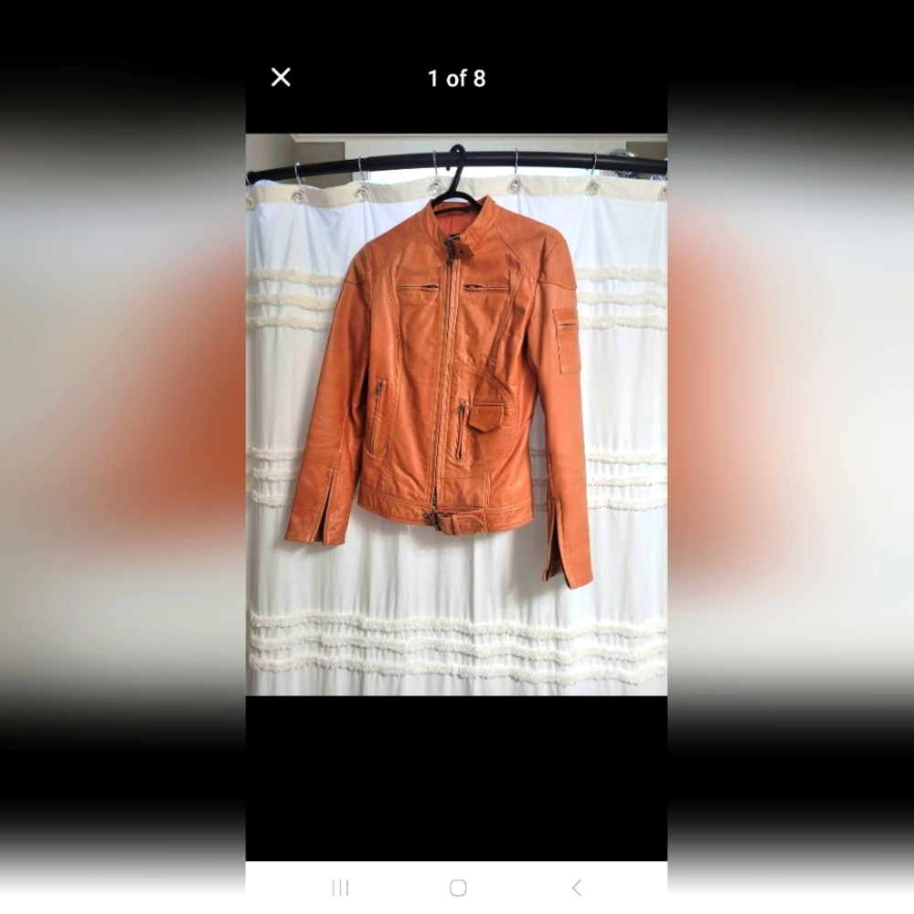 Danier burnt orange leather xs jacket